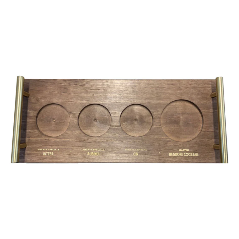 BICCHIERI CON VASSOIO IN LEGNO NEGRONI (NEGRONI EDUCATIONAL TRAY)