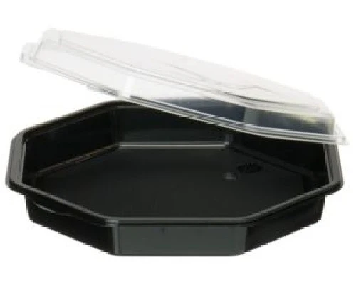 CONTENITORI PIATTI NERO+COP.TRASP MS COD 127766 230X230X50mm 190pz DUNI - Image 2