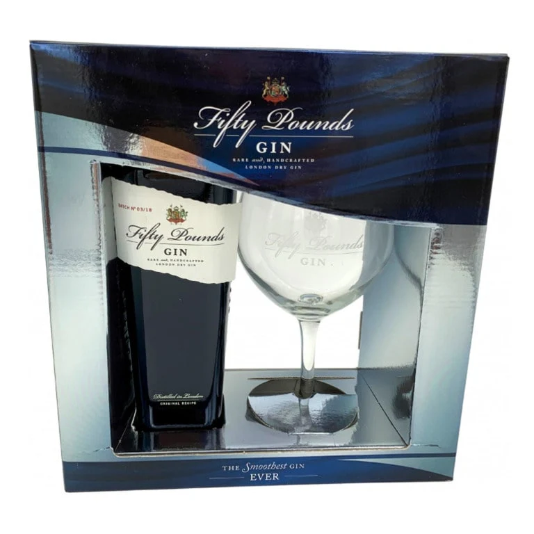 GIN FIFTY POUNDS -70CL GIFT BOX: CONTAINS 1 BOTTLE + GLASS