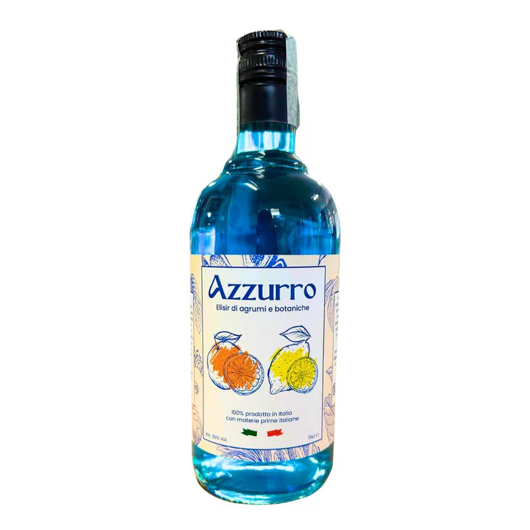 LIQUORE AZZURRO ELISIR DI AGUMI E BOTAN. 70CL. PRODOTTO IN ITALIA