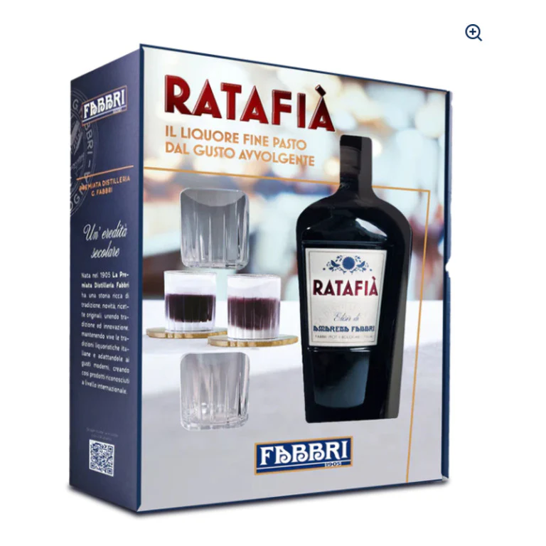 LIQUORE FABBRI RATAFIA ITA + BICCHIERI  ELISIR DI AMARENA - Image 2
