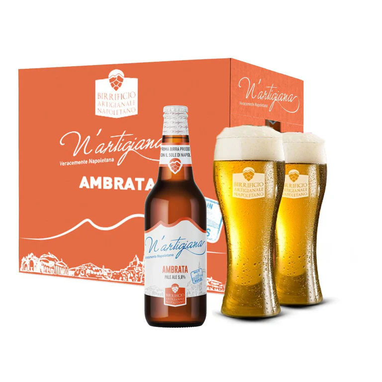 N'Artigiana Ambrata 33 cl + 6 Bicchieri N'Artigiana in REGALO