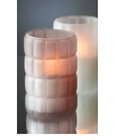 PORTACANDELE VETRO SATIN. GREIGE x6pz  COD.168257 DUNI 75X120 mm lavabili mano