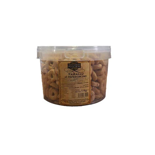 SNACK SECCHIELLO 1KG.TARALLINI PICCANTI TENTAZIONI PUGLIESI PEPERONCINO