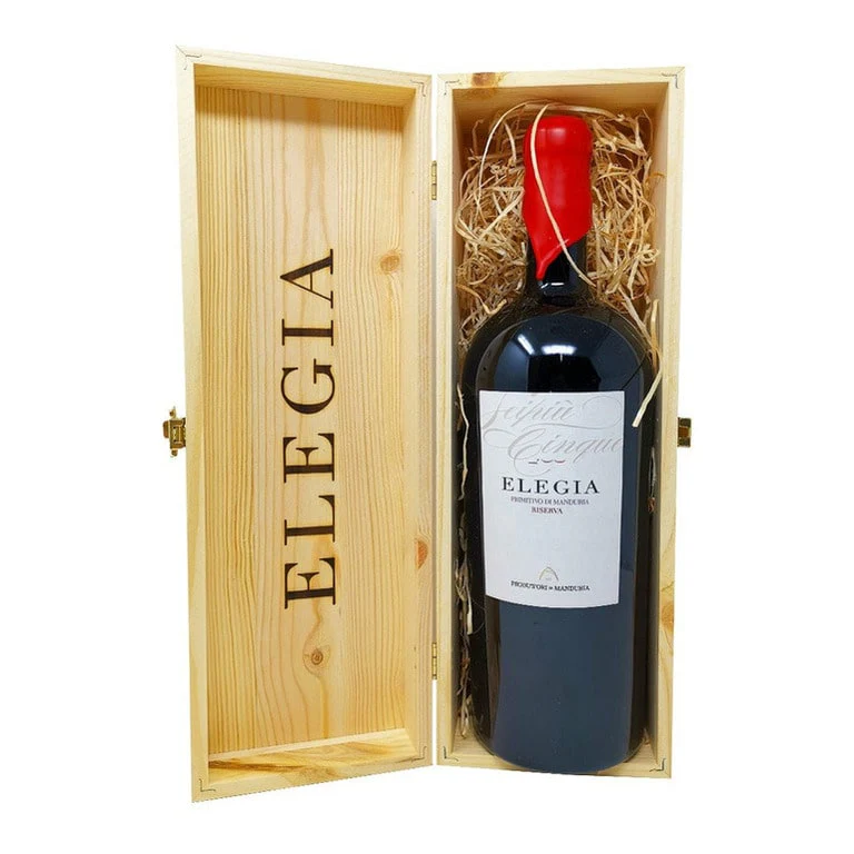 VINO PRODUTTORI DI MANDURIA ELEGIA 2017 PRIMITIVO DOC-CASSA IN LEGNO 1,5LT